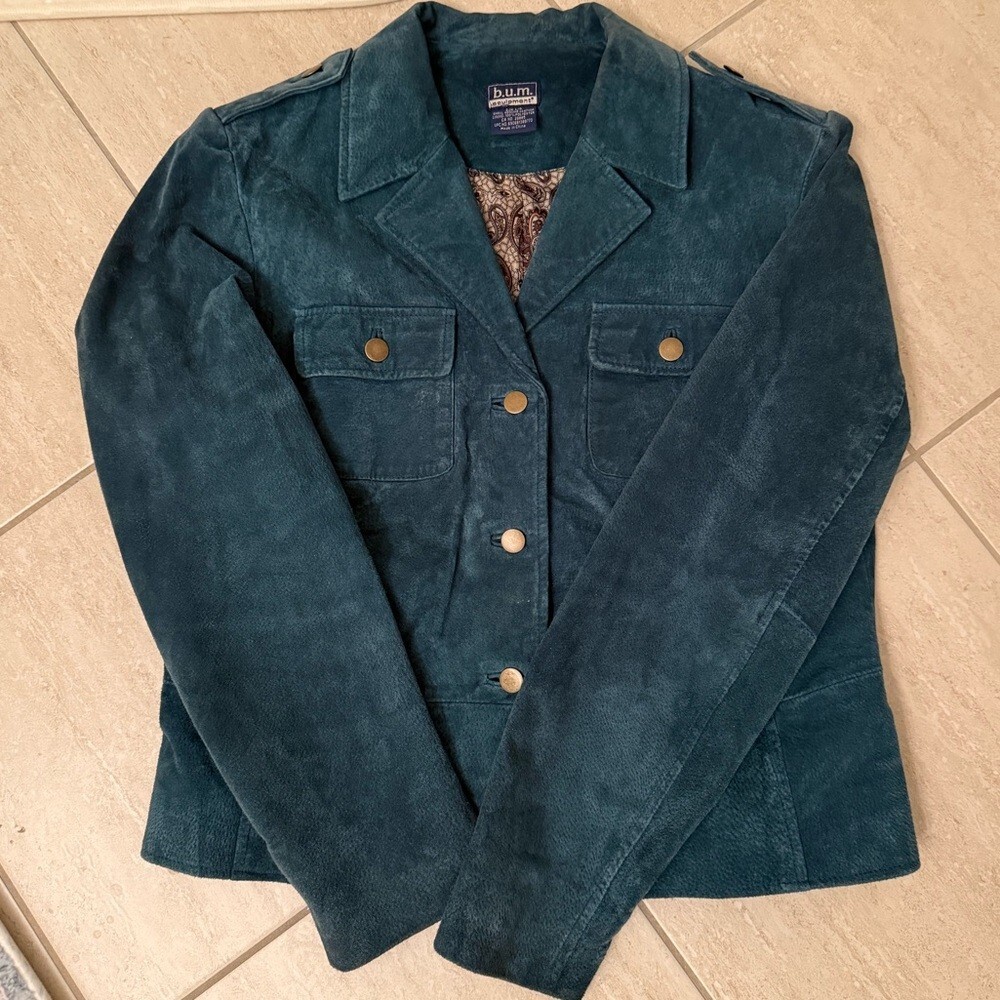 B.U.M Equipment Vintage Genuine Suede Teal Jacket